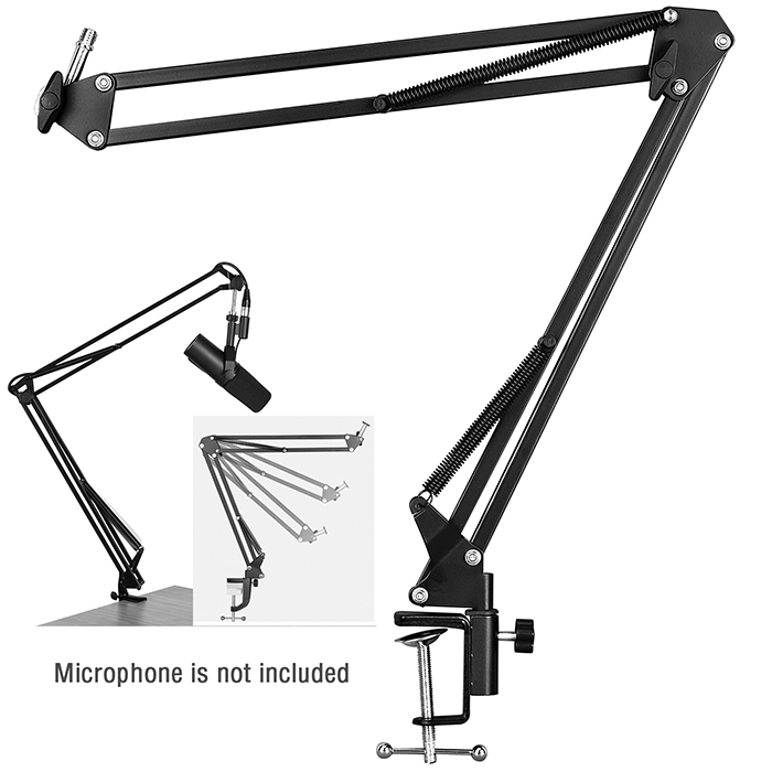 Boytone BT-30ST Adjustable Microphone Arm Suspension Boom Scissor Arm Stand, with 3/8\